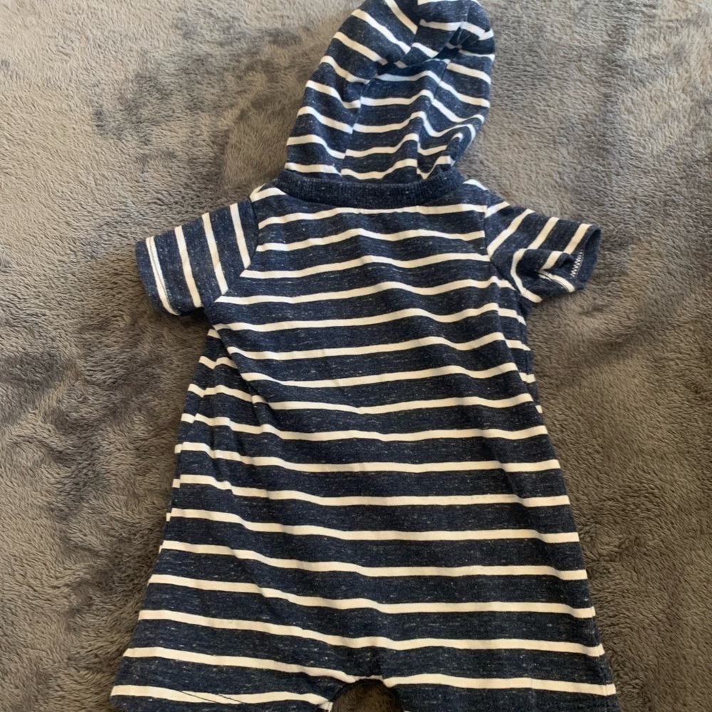 Carter's Navy and White Striped Newborn Romper - Picture 3 of 3